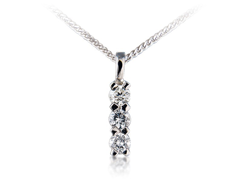 18ct White Gold Pendant set with 3 brilliant Cut Diamonds. 0.50ct 