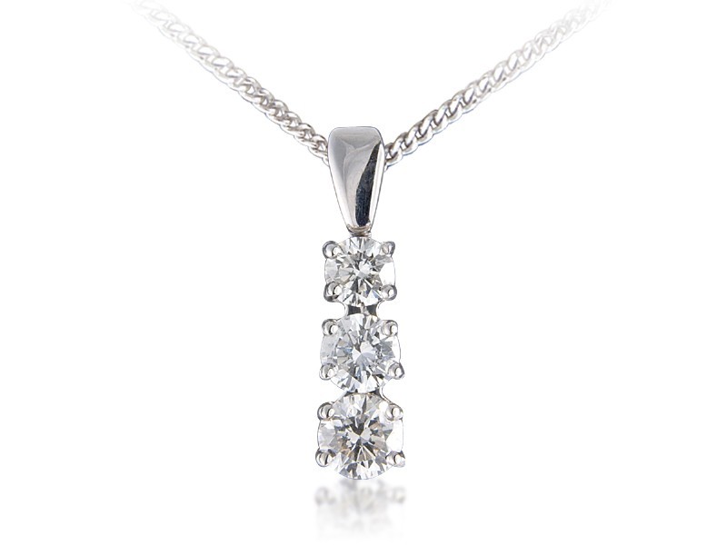 18ct White Gold Pendant with 3 brilliant Cut Diamonds. 1.00ct