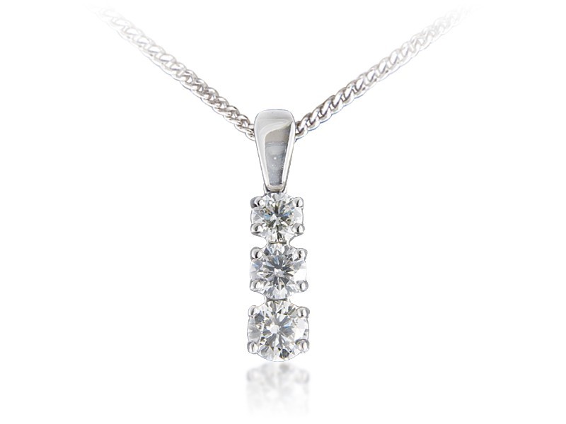 18ct White Gold Pendant with 3 brilliant Cut Diamonds. 0.75ct