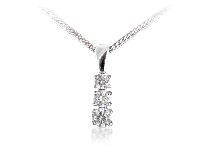 18ct White Gold Pendant with 3 brilliant Cut Diamonds. 0.50ct