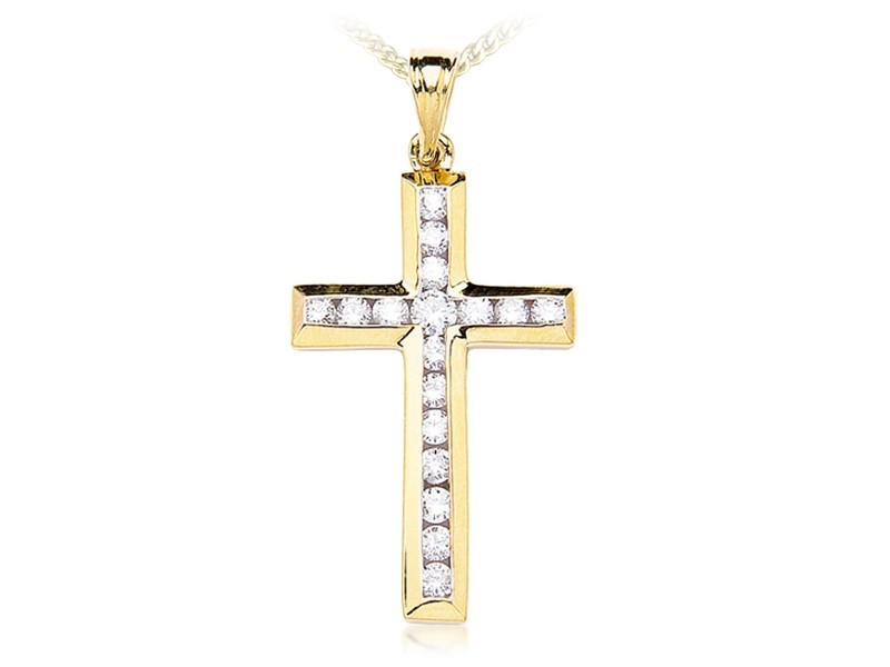 9ct Yellow Gold Cross with 1.00ct Diamonds.