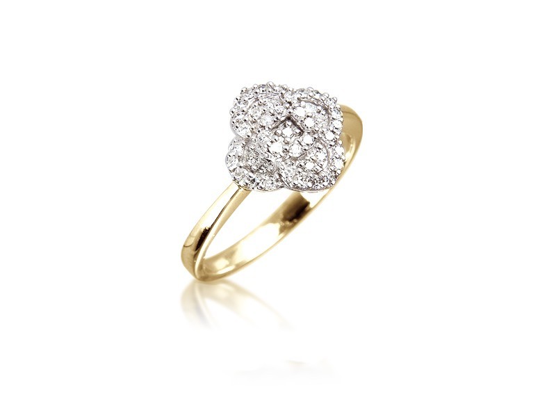 9ct Yellow & White Gold ring with 0.20ct Diamonds in white gold mount. 