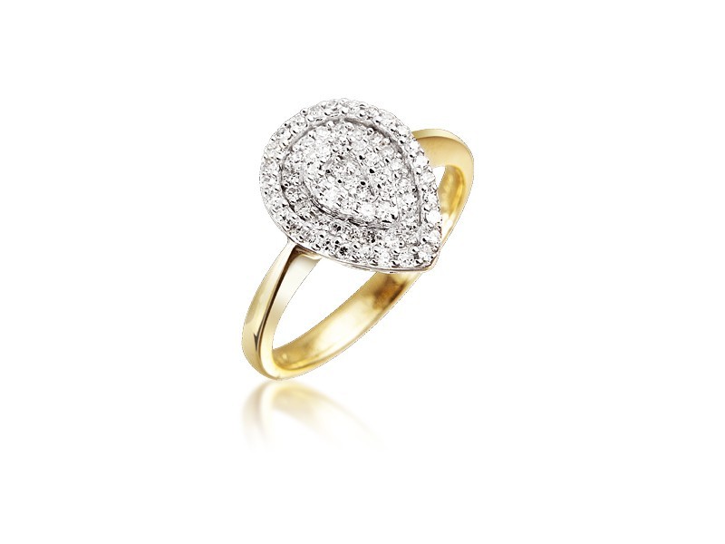 9ct Yellow & White Gold ring with 0.25ct Diamonds in white gold mount. 