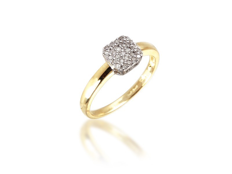 9ct Yellow & White Gold ring with 0.10ct Diamonds in white gold mount. 