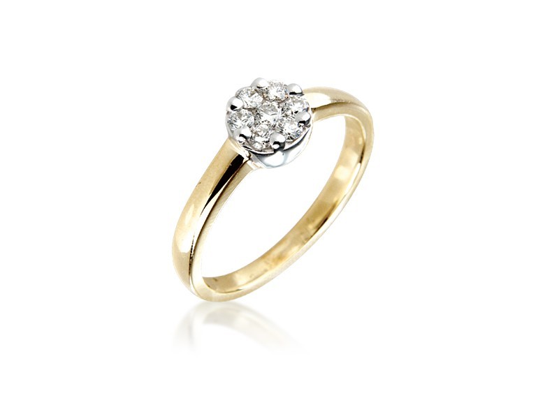 9ct Yellow & White Gold ring with 0.25ct Diamonds in white gold mount. 