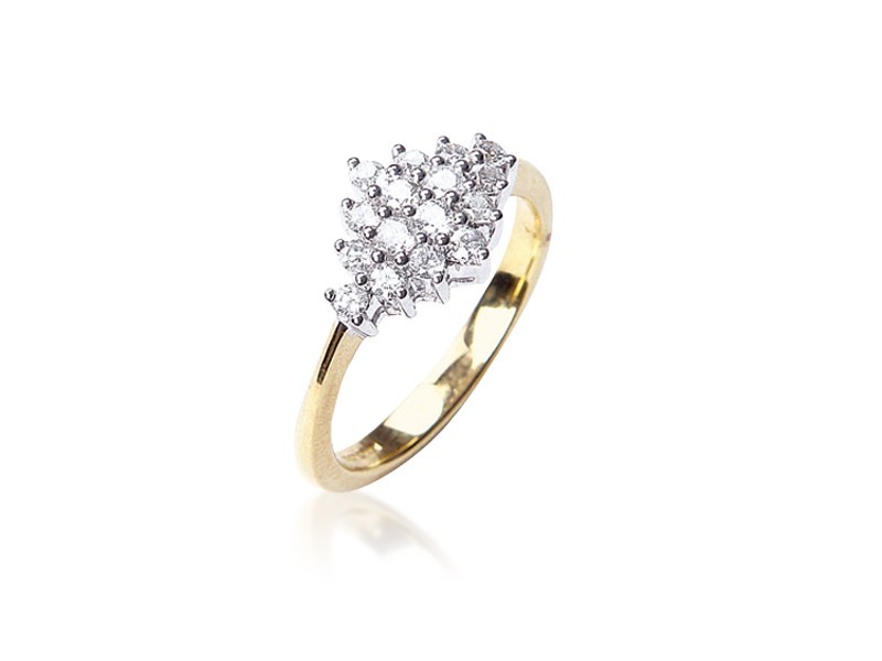 9ct Yellow & White Gold ring with 0.50ct Diamonds in white gold mount. 