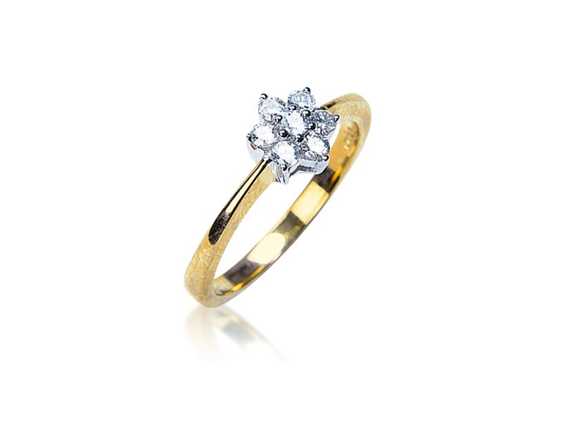 9ct Yellow & White Gold ring with 0.25ct Diamonds in white gold mount. 