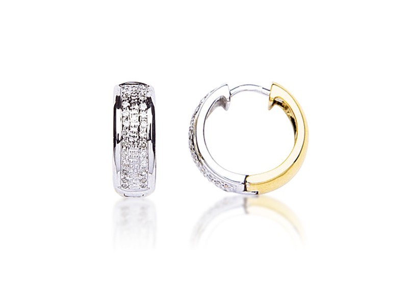 9ct Yellow & White Gold 0.25ct Diamond Hoop Earrings