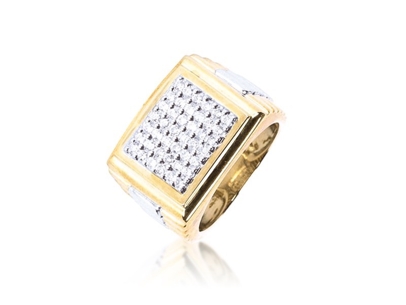 9ct Yellow & White Gold Mens Ring with 0.50ct Diamonds.