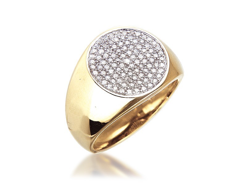 9ct Yellow Gold Mens Ring with 0.40ct Diamonds.