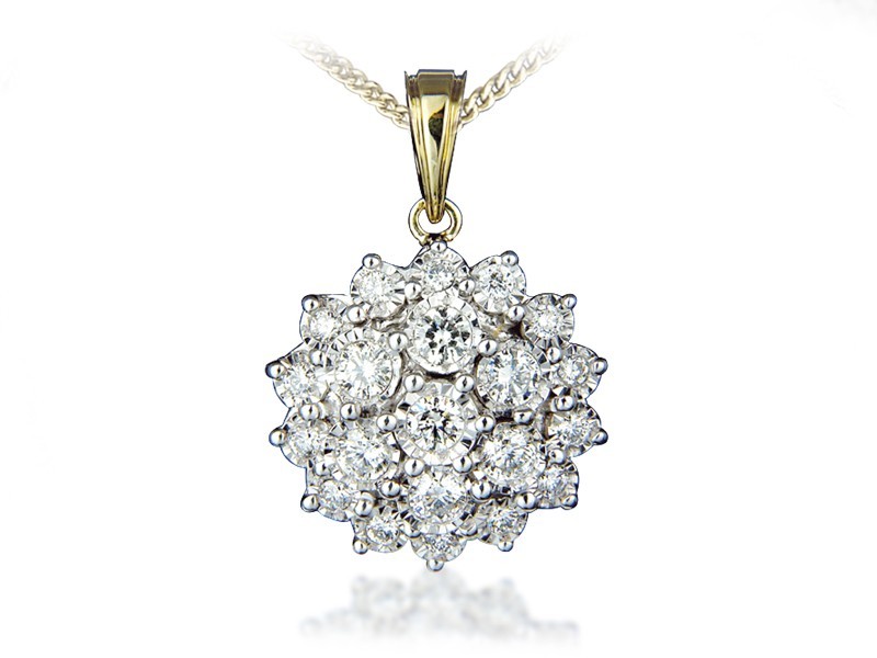 9ct Yellow Gold Pendant with 1.00ct Diamonds. 