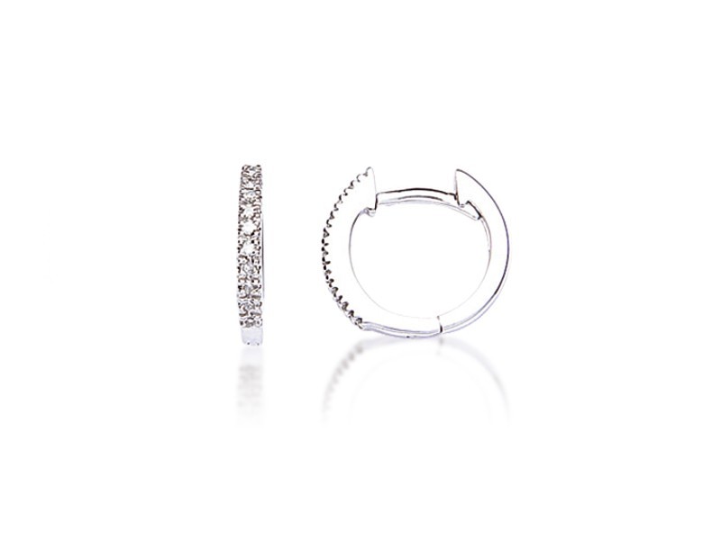 9ct White Gold 0.09ct Diamond Hoop Earrings