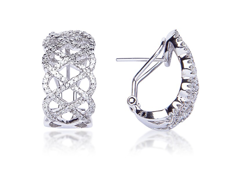 9ct White Gold 0.80ct Diamond Half Hoop Earrings