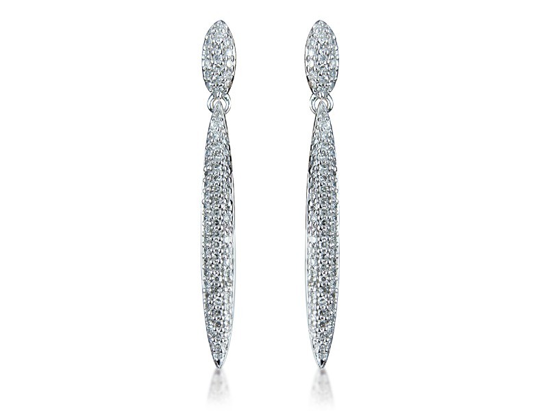 9ct White Gold 0.60ct Diamond Drop Earrings