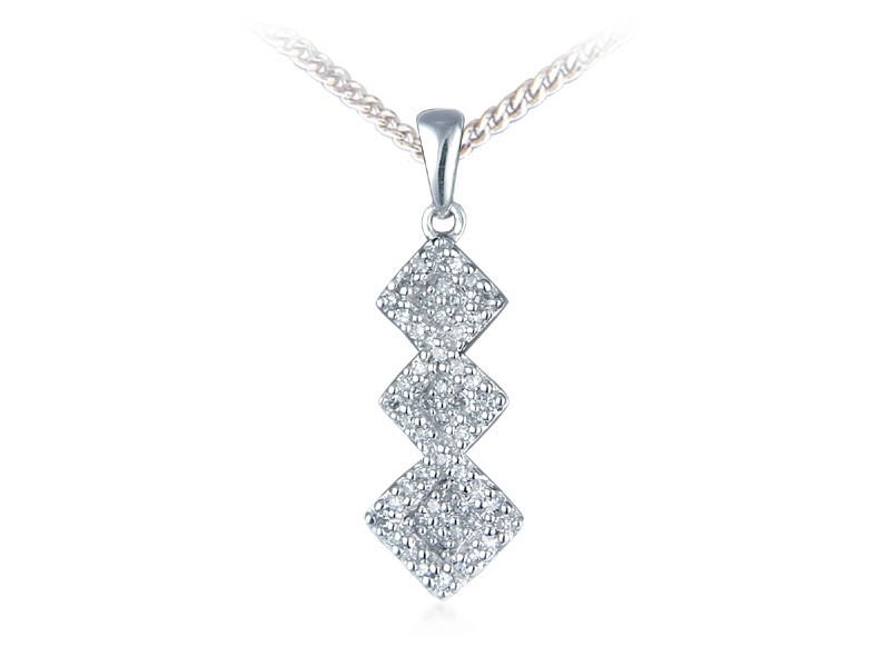 9ct White Gold Pendant with 0.15ct Diamonds. 