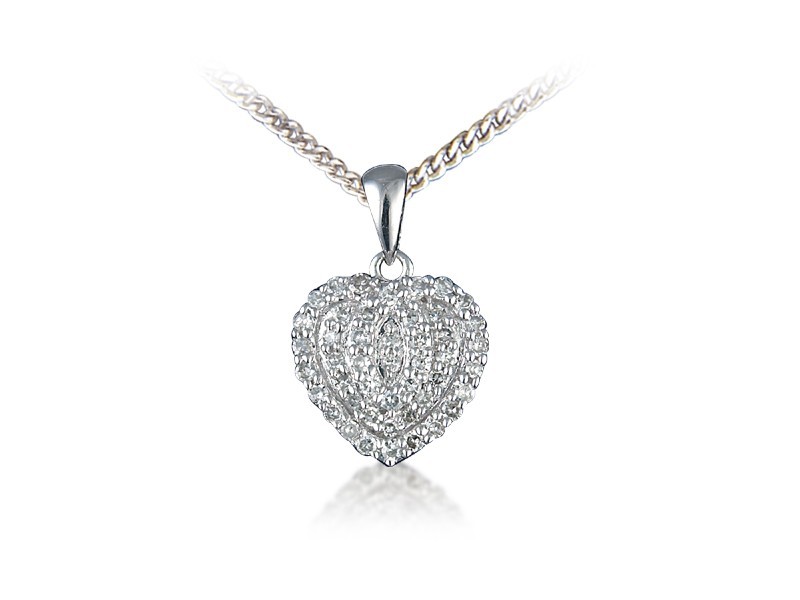 9ct White Gold Pendant with 0.25ct Diamonds