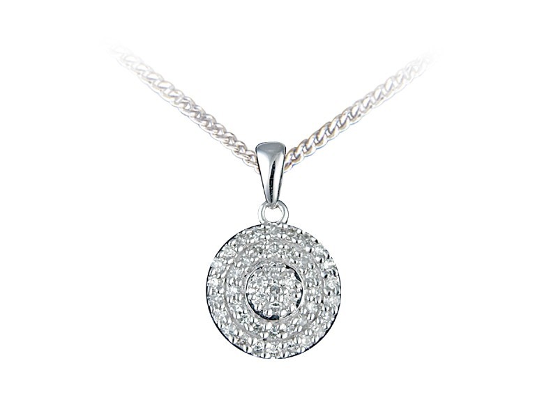 9ct White Gold Pendant with 0.20ct Diamonds.