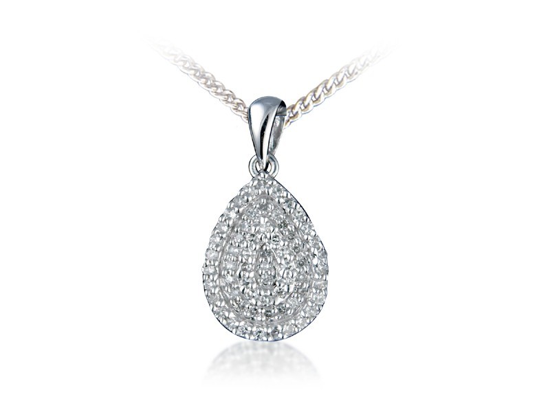 9ct White Gold Pendant with 0.25ct Diamonds. 