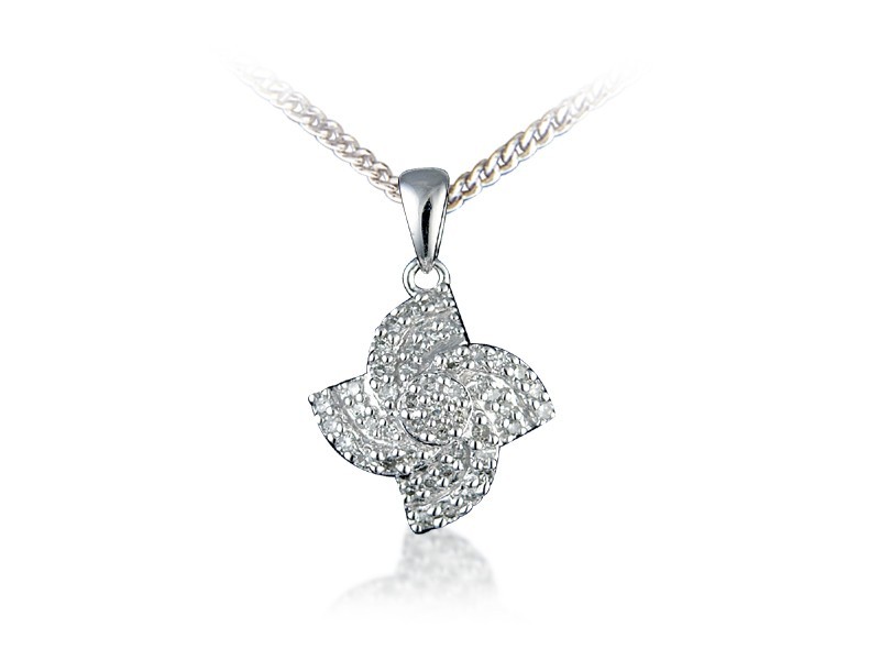 9ct White Gold Pendant with 0.20ct Diamonds. 