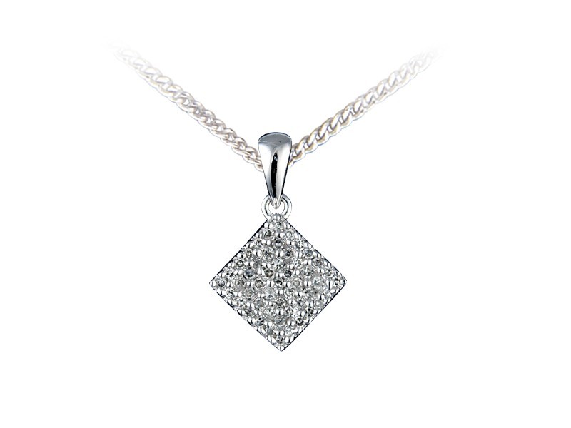 9ct White Gold Pendant with 0.15ct Diamonds.