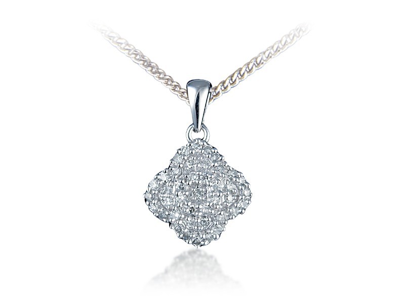 9ct White Gold Pendant with 0.20ct Diamonds. 