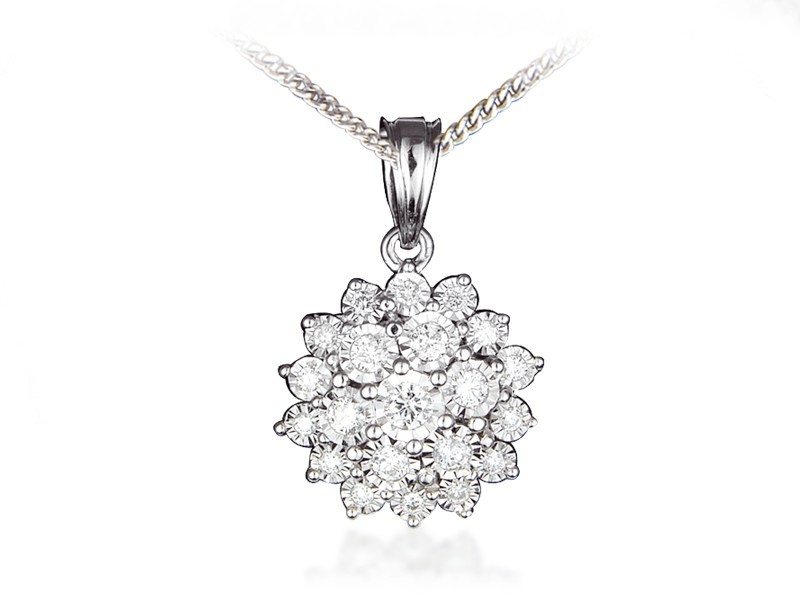 9ct White Gold Pendant with 0.50ct Diamonds. 