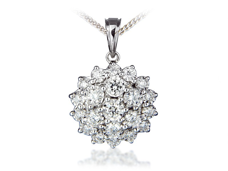 9ct White Gold Pendant with 1.00ct Diamonds. 