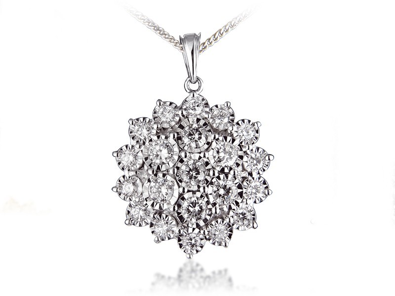 9ct White Gold Pendant with 2.00ct Diamonds.