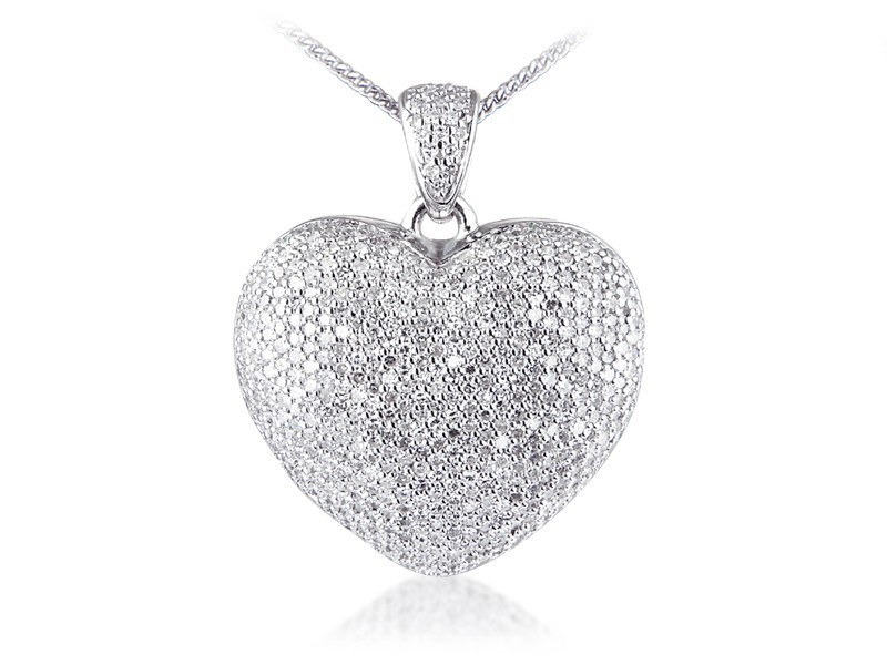 9ct White Gold Pendant with 1.85ct Diamonds. 