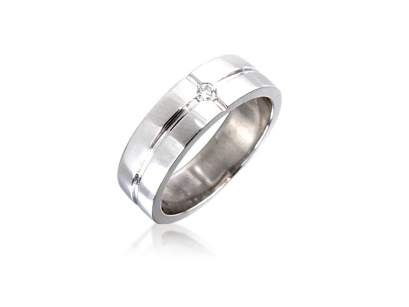 9ct White Gold & 0.05ct Diamonds 5mm Wedding Ring