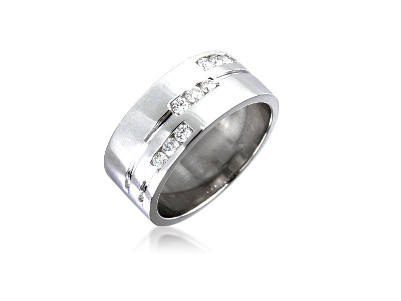9ct White Gold & 0.25ct Diamonds 8mm Wedding Ring