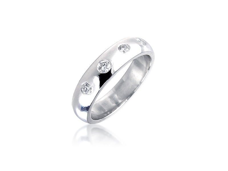 9ct White Gold & 0.25ct Diamonds 4mm Wedding Ring