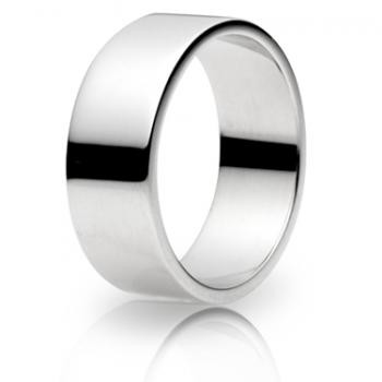 9ct White Gold 8mm Flat Shape Wedding Band 9.2gms