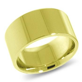 9ct Yellow Gold 10mm Flat Shaped Wedding Band 10.5gms