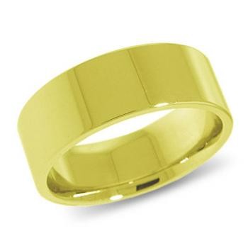 9ct Yellow Gold 8mm Flat Shaped Wedding Band 8.5gms