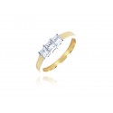 3 stone 18ct Yellow & White Gold ring with 0.50ct Diamonds in white gold mount.
