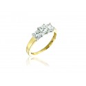 3 stone 18ct Yellow & White Gold ring with 1.00ct Diamonds in white gold mount.