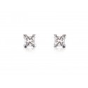 18ct White Gold Stud Earrings with Single Stone Princess Cut 1.00ct Diamonds.
