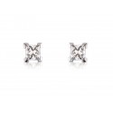 18ct White Gold Stud Earrings with Single Stone Princess Cut 2.00ct Diamonds.