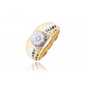 9ct Yellow & White Gold Mens Ring with 0.25ct Diamonds.