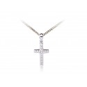 9ct White Gold Cross with 0.11ct Diamonds. 