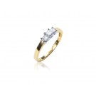 3 stone 18ct Yellow & White Gold ring with 0.25ct Diamonds in white gold mount.