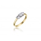 3 stone 18ct Yellow & White Gold ring with 0.50ct Diamonds in white gold mount.