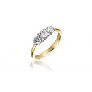 3 stone 18ct Yellow & White Gold ring with 0.75ct Diamonds in white gold mount.