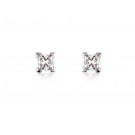 18ct White Gold Stud Earrings with Single Stone Princess Cut 1.00ct Diamonds.