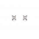 18ct White Gold Stud Earrings with Single Stone Princess Cut 0.75ct Diamonds.