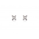 18ct White Gold Stud Earrings with Single Stone Princess Cut 0.75ct Diamonds.