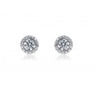 18ct White Gold & Diamonds Stud Earrings with Brilliant Cut Centre Stone 1.25ct Diamond.