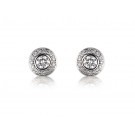 18ct White Gold & Diamonds Stud Earrings with Brilliant Cut Centre Stone 0.90ct Diamond. 