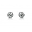 18ct White Gold & Diamonds Stud Earrings with Brilliant Cut Centre Stone 1.25ct Diamond. 